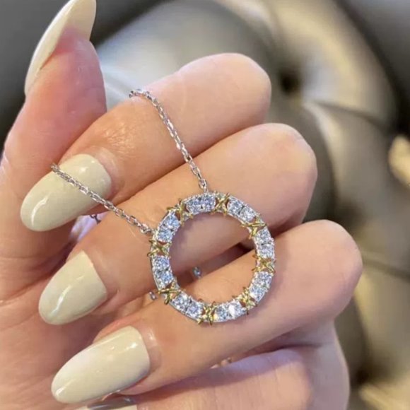 Zircon Flower Fork Necklace - Picture 3 of 7